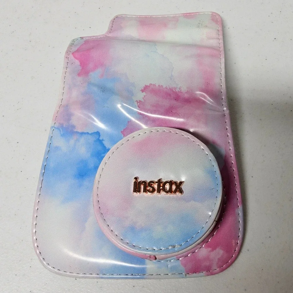 Fujifilm Instax Camera Case Unisex OS‎ Pink Blue Watercolor Tie Dye Faux Leather